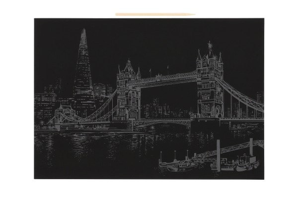 Škrabací obrázek barevný Tower Bridge 40,5x28,5cm A3 v sáčku