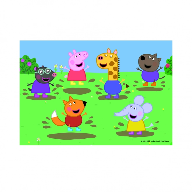 Puzzle 2v1 Prasátko Peppa/Peppa pig a kamarádi 2x48 dílků v krabici 19x27x4cm