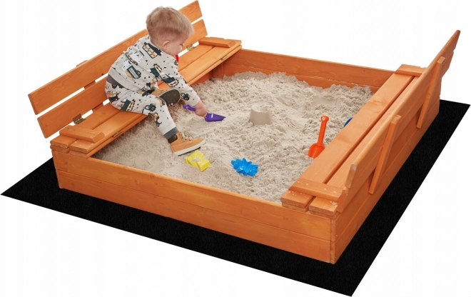 SAND TROPIC Dřevěné pískoviště s lavičkami a příslušenstvím 100x100cm (impregnované)
