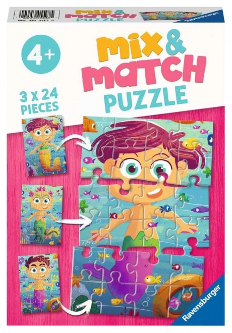 RAVENSBURGER Puzzle Mix&Match: Mořské panny a mořské příšery 3x24 dílků