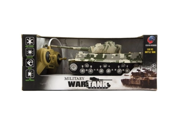 Tank RC TIGER I plast 25cm na baterie se zvukem se světlem v krabici 34x14x14cm