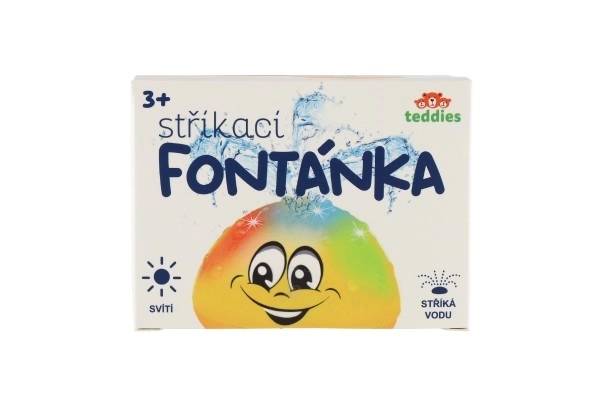 Hračka do vody Fontánka stříkací plast 10cm na baterie se světlem v krabičce 11x11x8cm – Žlutá