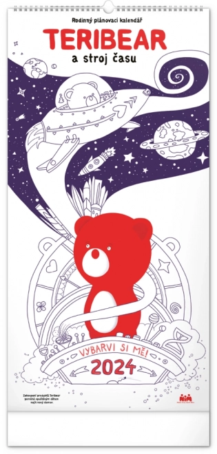 Rodinný plánovací kalendář TERIBEAR 2024, 21 × 42 cm