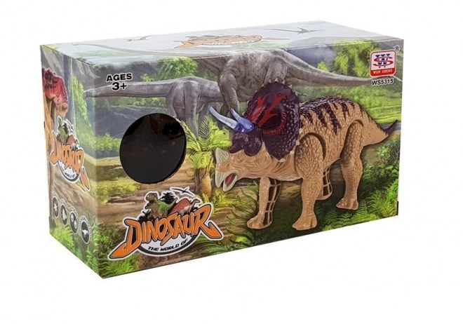 Dinosaurus Triceratops žlutý s bateriemi