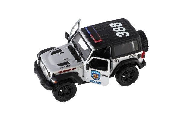 Auto Kinsmart Jeep Wrangler Policie 2018 kov/plast 12cm 2 barvy na zpětné nat. 12ks v boxu