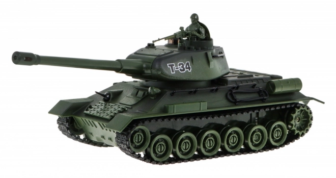 Dálkově ovládané 2 tanky T-34 vs. Tiger pro děti 3+ Střílecí modely 1:28 + Velká tanková bitva + Světelné zvuky