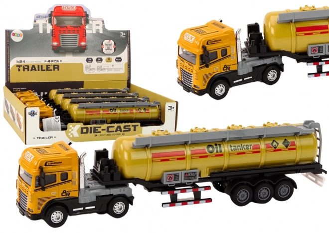 Palivová cisterna Truck TIR 1:24 Přívěs Zvuky Světla Žlutá