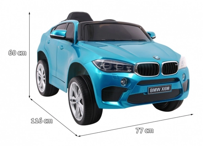 BMW X6M Elektrické dětské auto Modrá barva + dálkové ovládání + EVA + pomalý start + audio + LED dioda