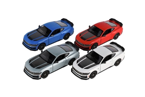 Auto Kinsmart 2024 Ford Mustang Dark Horse 1:38 kov/plast 12,5cm 4 barvy na zpětné nat. 12ks v boxu