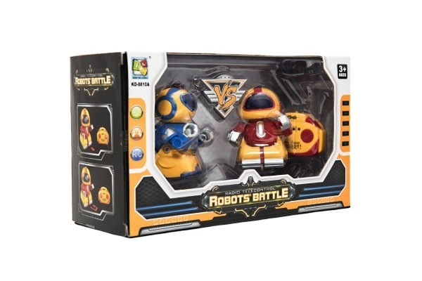 Mini roboti bojovníci RC 2ks plast 8cm na baterie se světlem v krabičce 24,5x14x9cm