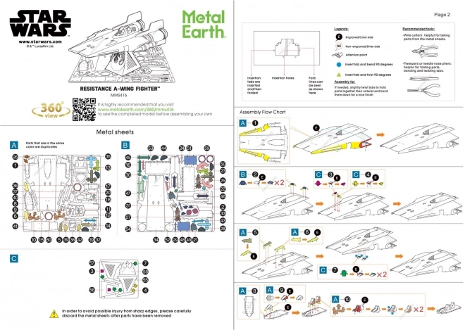 METAL EARTH 3D puzzle Star Wars: Resistance A-Wing Fighter