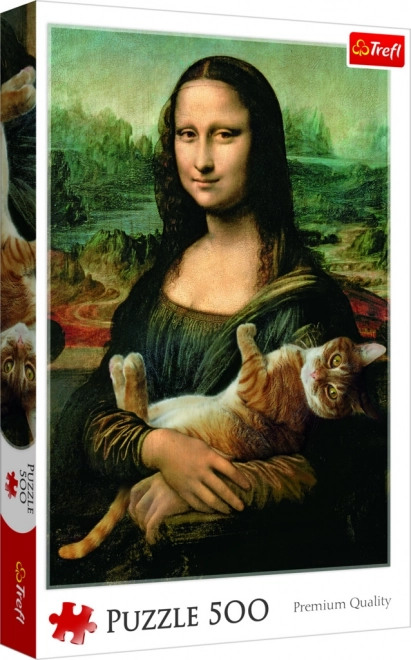 Puzzle Mona Lisa s kočkou Mruček, 500 dílků