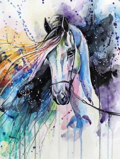 Sada na diamantové malování - barevný kůň