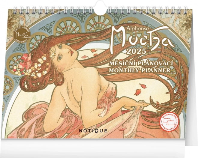 Stolní kalendář Alfons Mucha 2025, 30 × 21 cm