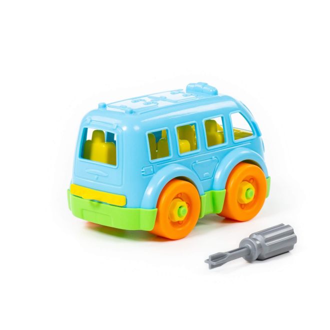 Autobus stavebnice + šroubovák – Modrý