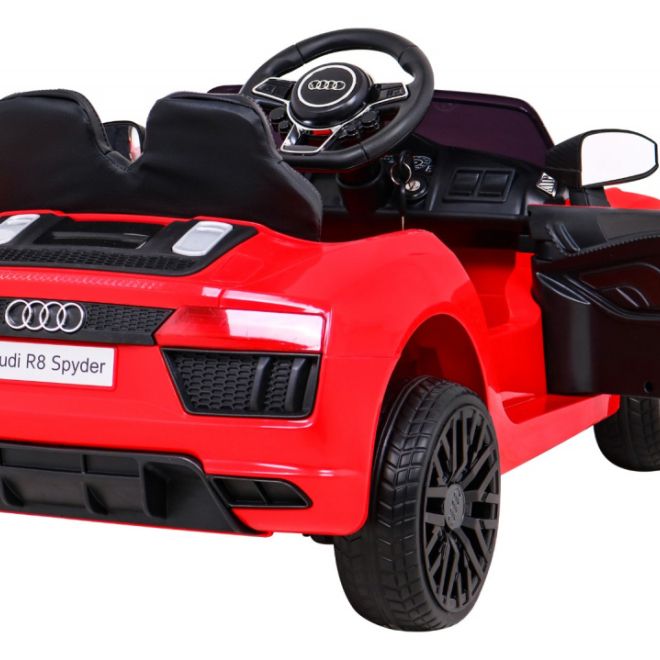 Audi R8 na baterie pro děti Červená + Dálkové ovládání + EVA + Pomalý start + MP3 LED