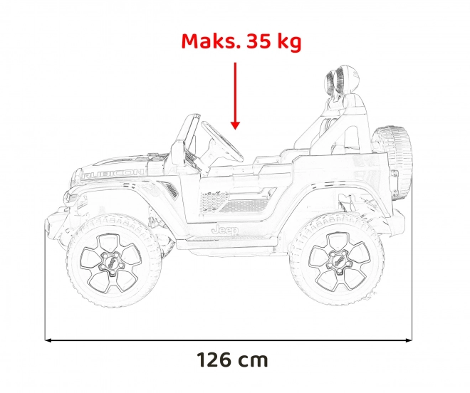 Jeep Wrangler Rubicon baterie pro děti Bílá + dálkové ovládání + rádio MP3 LED + kola EVA