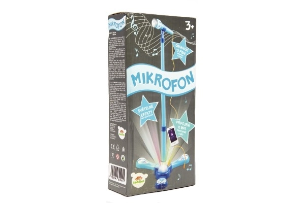 Mikrofon karaoke plast na baterie se světlem se zvukem v krabici 17x34x7cm – Modrý