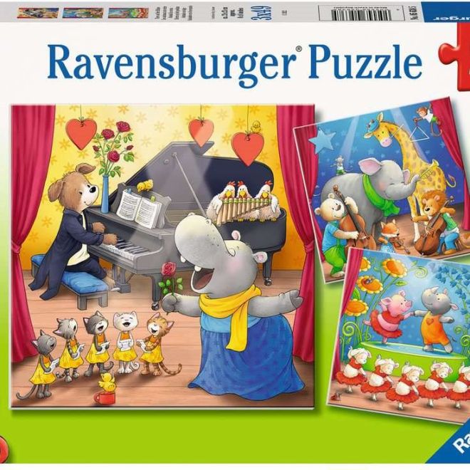 RAVENSBURGER Puzzle Zvířátka na pódiu 3x49 dílků