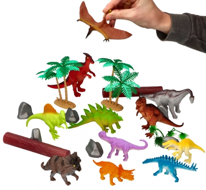 Sada figurek a doplňků s motivem dinosaurů, 30 kusů.