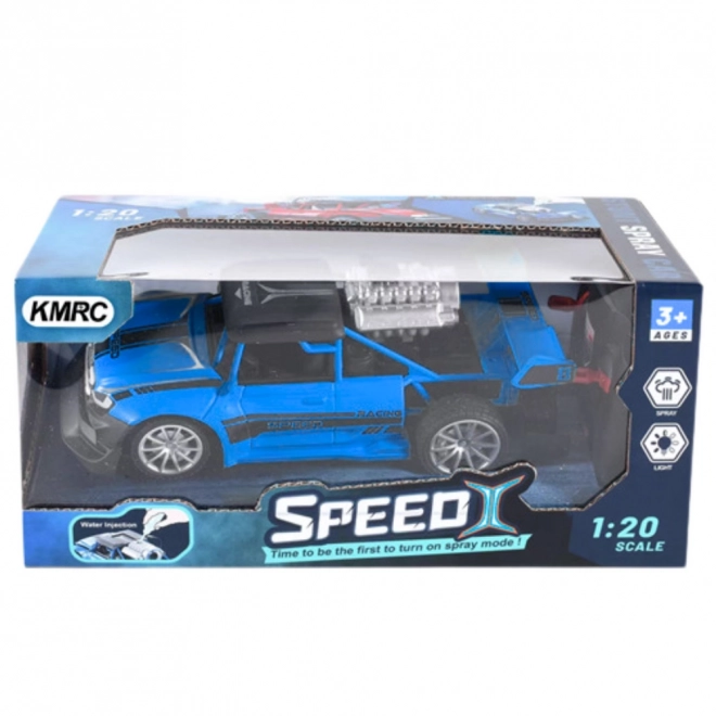 Zrachlenný automobil s efektem kouře RC v modré barvě