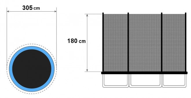 Vnější ochranná síť na trampolínu 305 - 312 cm 6 sloupků