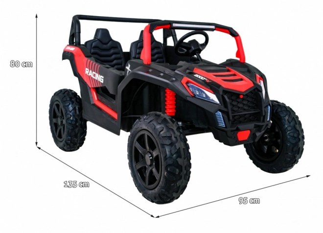 Silná závodní čtyřkolka buggy pro 2 děti Červená + Střídavý motor + Nafukovací kola + LED audio
