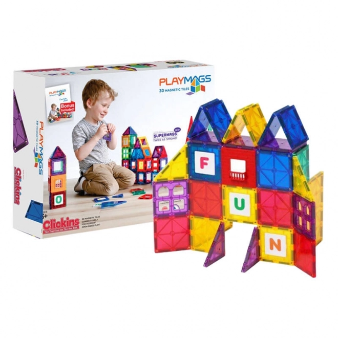 Magnetické dlaždice 3D Playmags 158 - sada 60 ks