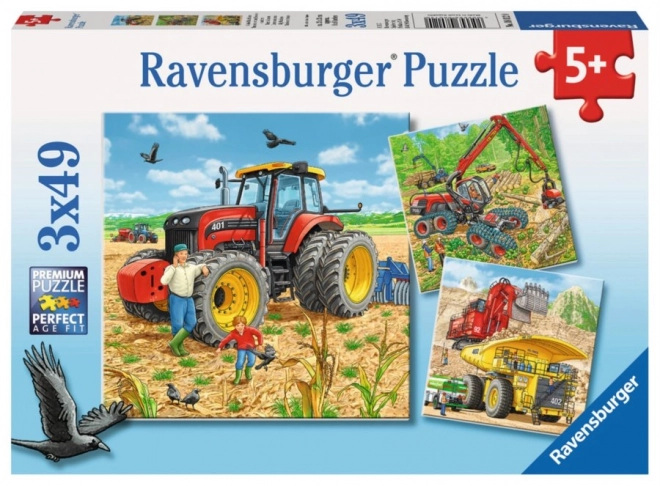 RAVENSBURGER Puzzle Velké stroje 3x49 dílků