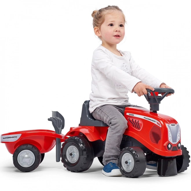 Dětský traktor Baby Mac Cormick červený s přívěsem