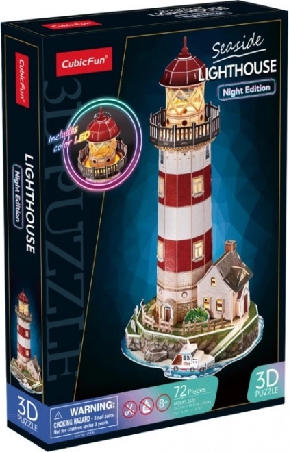 Puzzle 3D 72 dílků Maják noční verze