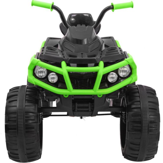 Čtyřkolka ATV 2,4GHz na baterie pro děti Černá a zelená + Dálkové ovládání + Kola EVA + Rádio MP3 + Pomalý start