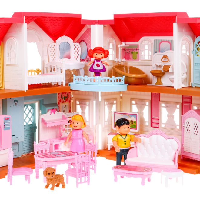 Interaktivní rozkládací domeček s figurkami pro děti 3+ Domeček na hraní 4 místnosti