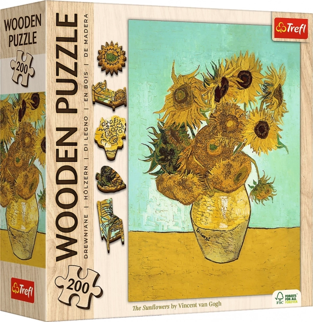 TREFL Dřevěné puzzle Art: Vincent van Gogh - Slunečnice 200 dílků