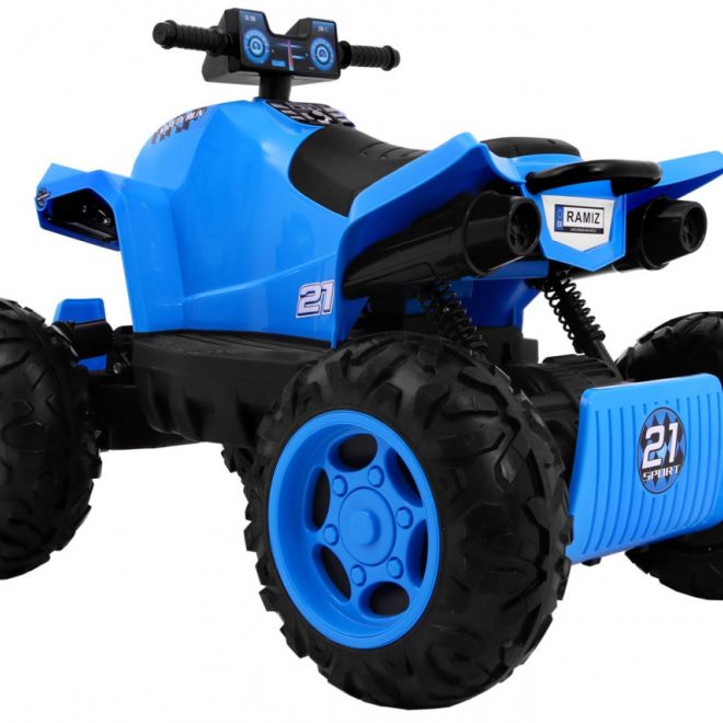 Dětská sportovní čtyřkolka na baterie modrá + 4x4 + LED + rádio MP3