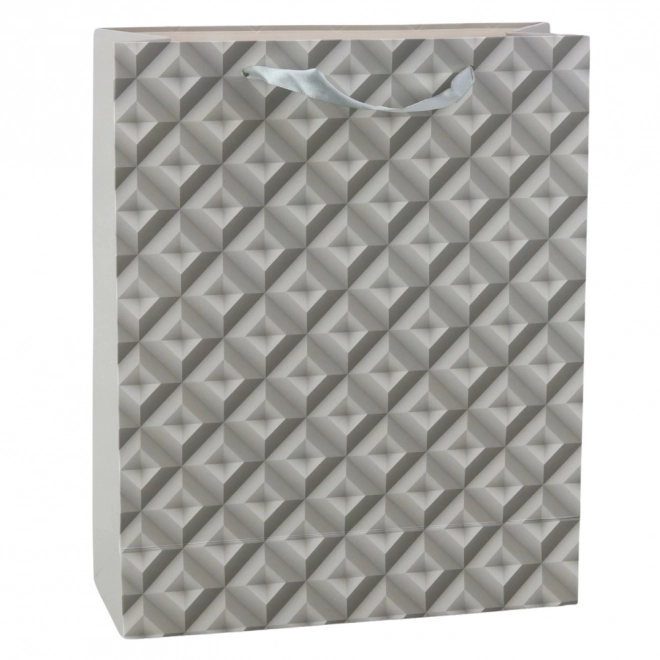 Dárková taška s efektem 3D geometrie šedá