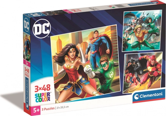 CLEMENTONI Puzzle DC Comics: Liga Spravedlnosti 3x48 dílků