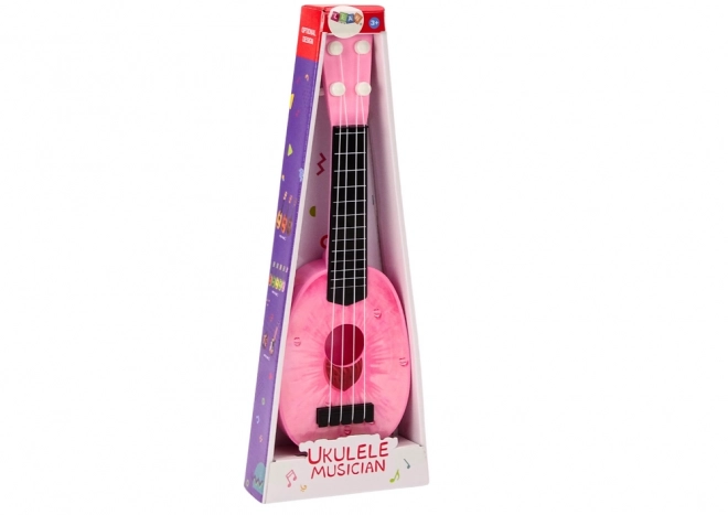 Ukulele pro děti Mini kytara 4 struny Peach Motif Pink Guitar 15″