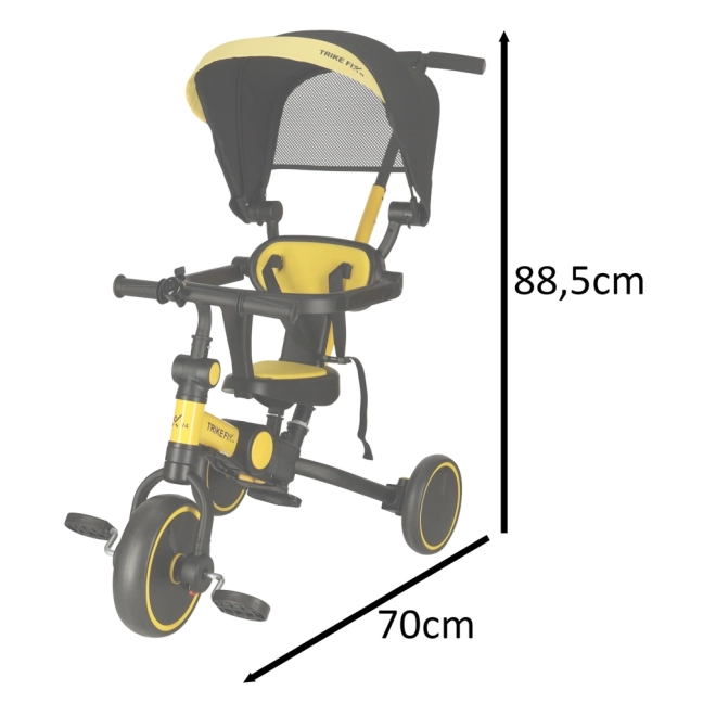 Tříkolka TRIKE FIX V4 se stříškou – Žlutočerná