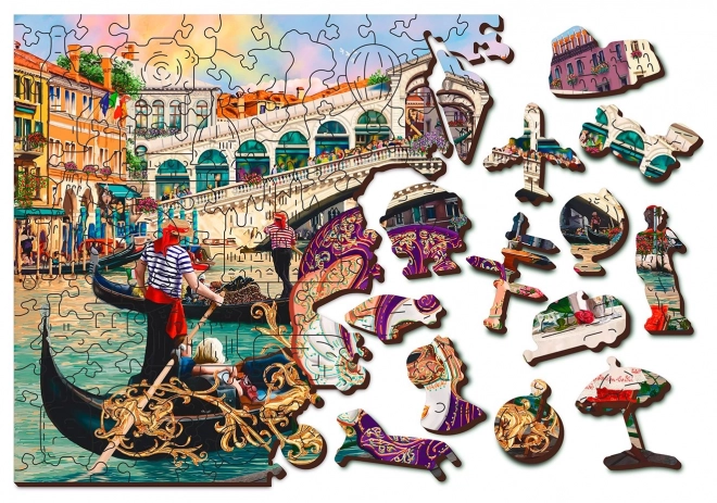 Wooden City Dřevěné puzzle Benátský karneval 2v1, 300 dílků EKO