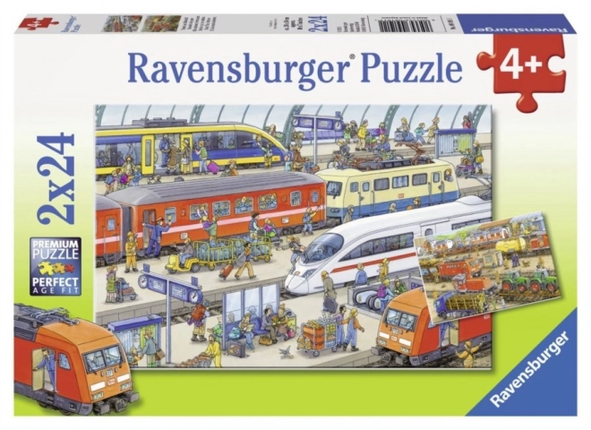 RAVENSBURGER Puzzle Rušné vlakové nádraží 2x24 dílků