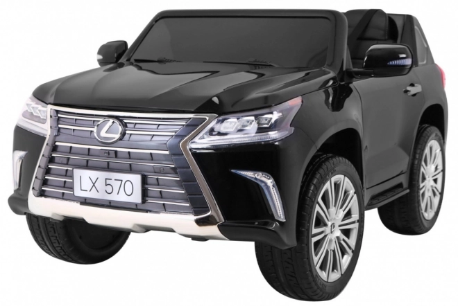 Lexus LX570 Lakované auto pro 2 děti černé + dálkové ovládání + EVA kola + rádio MP3 LED