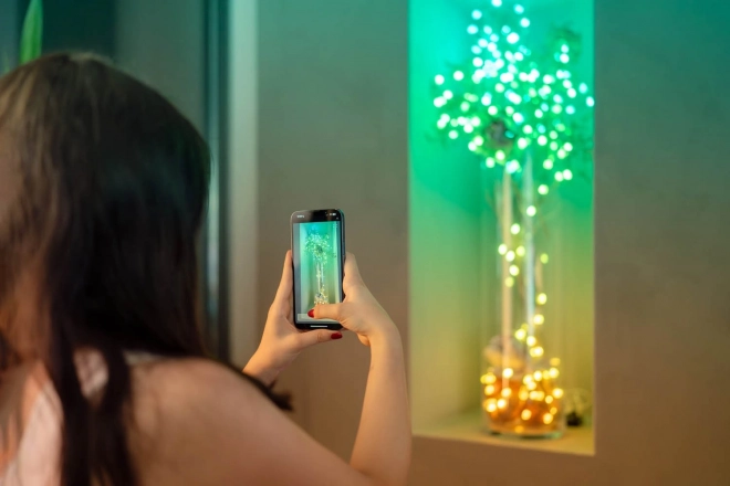 Řetězce chytrých dekorativních světel USB-C (Candies) 200 LED RGB, hvězdy, zelený kabel, 12 m