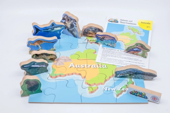 Just Jigsaws 774 Austrálie a její zvířata - dřevěné puzzle 16 dílů a 10 zvířat