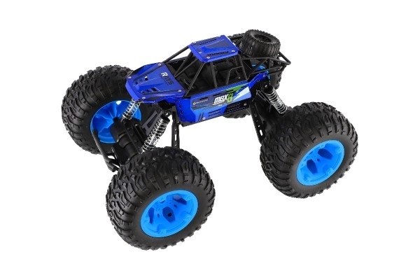 Auto RC Off-Road terénní 2,4GHz plast 32cm dobíjecí pack+baterie modré v krabici 38x23x26cm