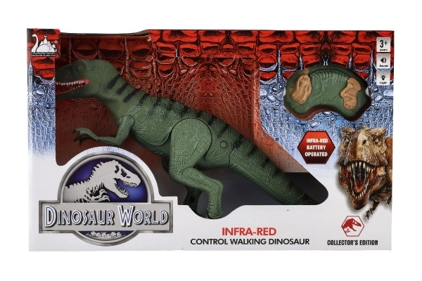 Dinosaurus chodící IC velociraptor plast 50cm na baterie se zvukem se světlem v krabici 53x32,5x12cm