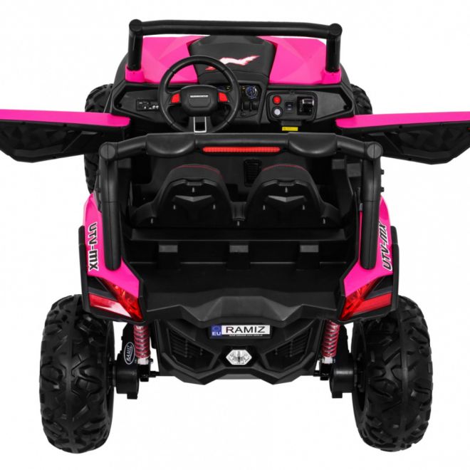 Dětský kočárek SuperStar růžový + pohon 4x4 + dálkové ovládání + zavazadlový prostor + MP3 LED + zámek dveří