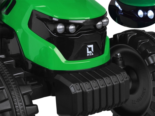 Tractor electric mare cu lopată și remorcă pentru copii – Zelená