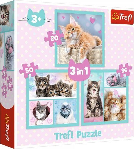 TREFL Puzzle Sladká koťátka 3v1 (20,36,50 dílků)