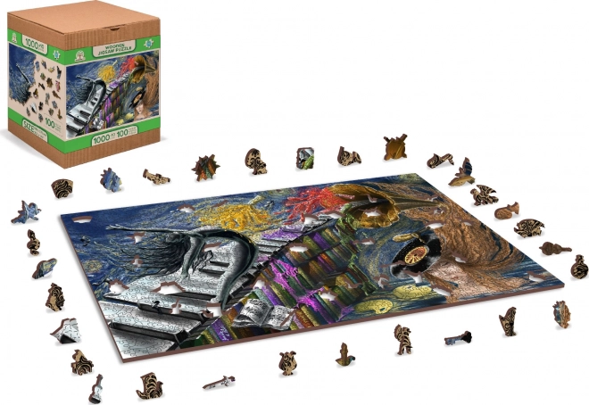 WOODEN CITY Dřevěné puzzle Hudební fantazie 2v1, 1010 dílků EKO